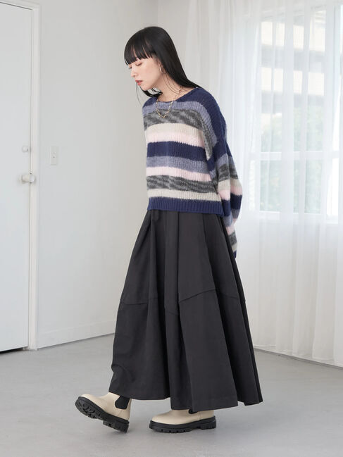 earth music&ecology「ヘアリーボーダーニットプルオーバー」|ニット・セーター|