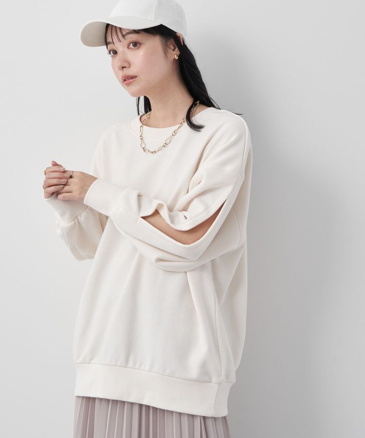 earth music&ecology「袖スリットスウェット」|Tシャツ・カットソー|アイボリー