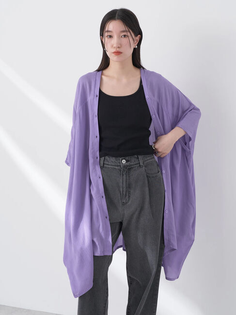 earth music&ecology「レーヨンビッグシャツチュニック」|チュニック|パープル
