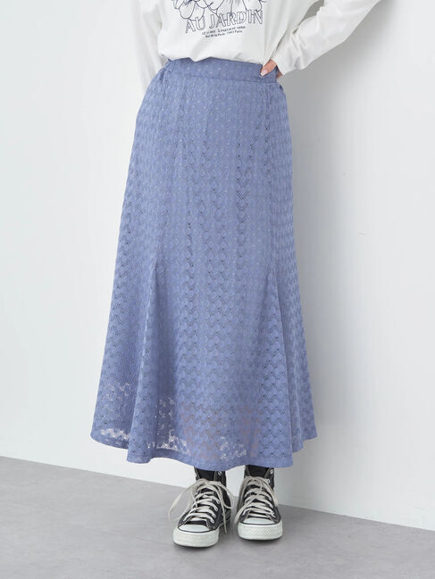 earth music&ecology「カットレースフレアスカート」|フレア|Blue