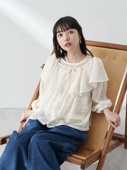 earth music&ecology「マルチwayカラーメッシュブラウス」|シャツ・ブラウス|