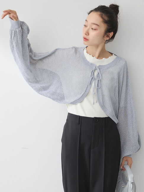 earth music&ecology「リボンメッシュボレロ」|カーディガン|