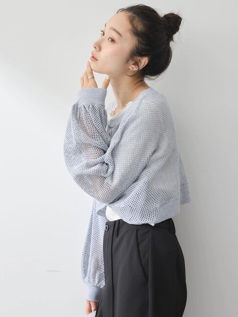 earth music&ecology「リボンメッシュボレロ」|カーディガン|