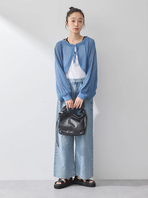 earth music&ecology「リボンメッシュボレロ」|カーディガン|