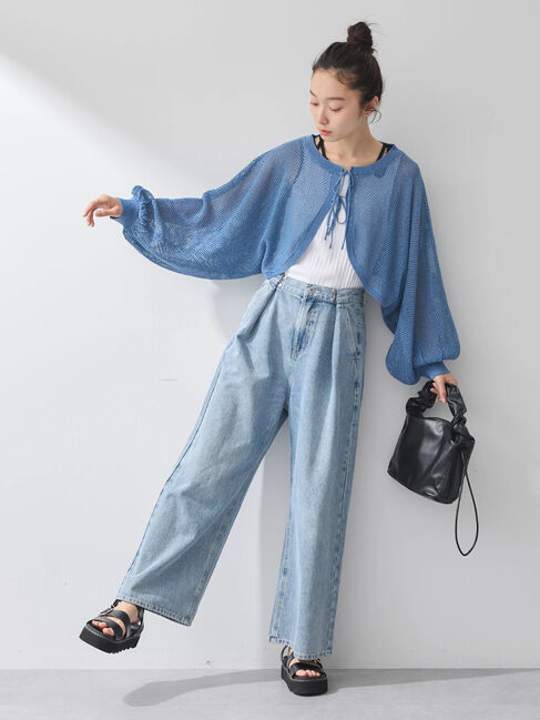 earth music&ecology「リボンメッシュボレロ」|カーディガン|