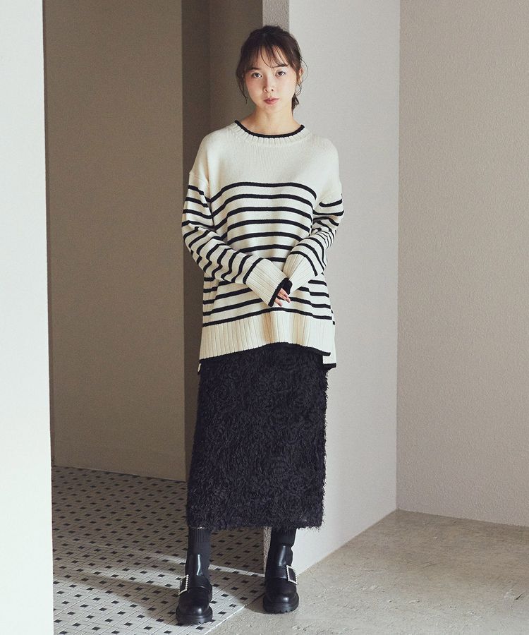 earth music&ecology「フラワーチュールナロースカート」|タイト|