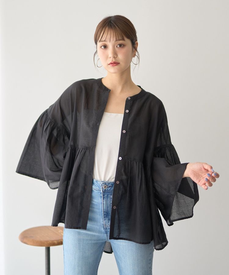 earth music&ecology「コットンボイルギャザーシャツ」|シャツ・ブラウス|