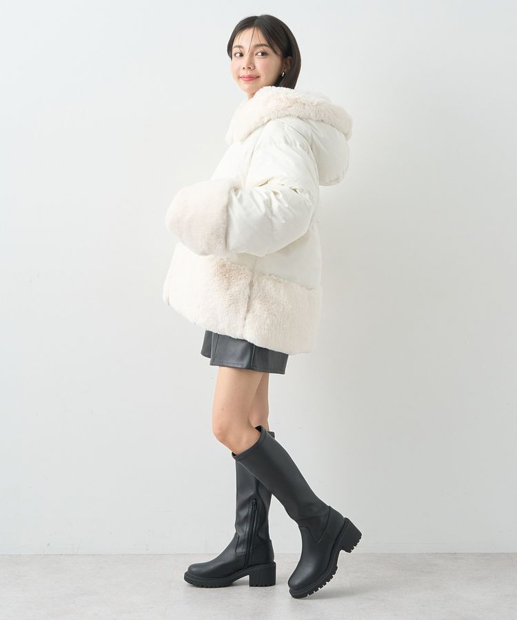 earth music&ecology「フードファー中綿ショートコート」|ブルゾン・スタジャン|