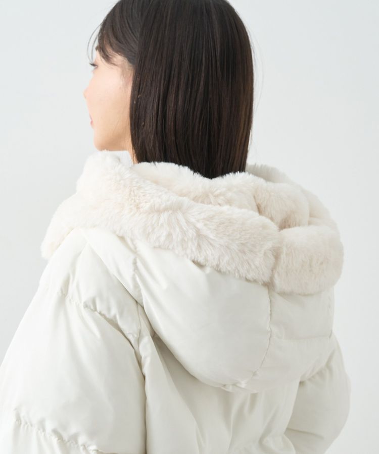 earth music&ecology「フードファー中綿ショートコート」|ブルゾン・スタジャン|