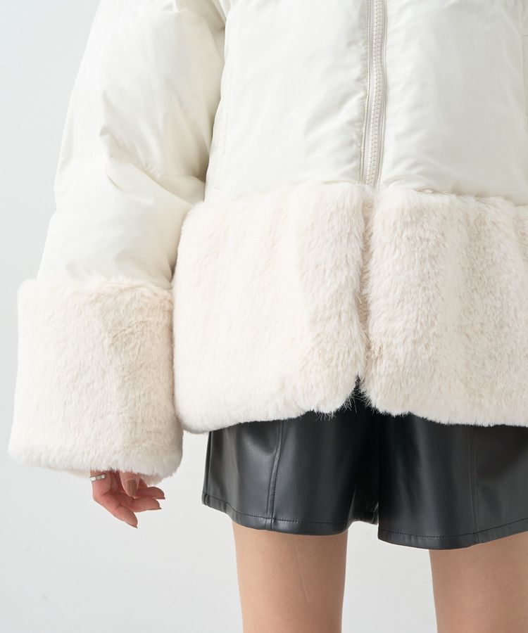 earth music&ecology「フードファー中綿ショートコート」|ブルゾン・スタジャン|