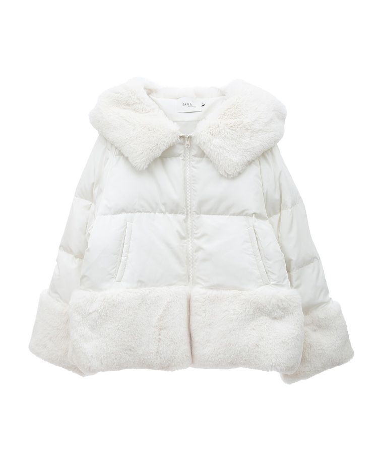 earth music&ecology「フードファー中綿ショートコート」|ブルゾン・スタジャン|