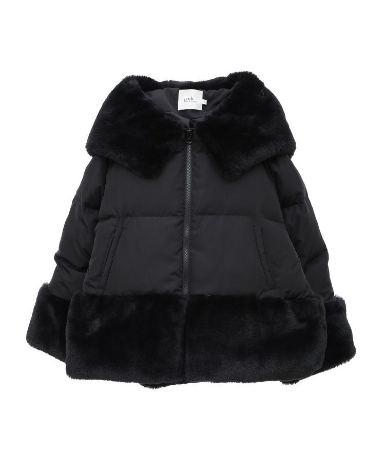 earth music&ecology「フードファー中綿ショートコート」|ブルゾン・スタジャン|