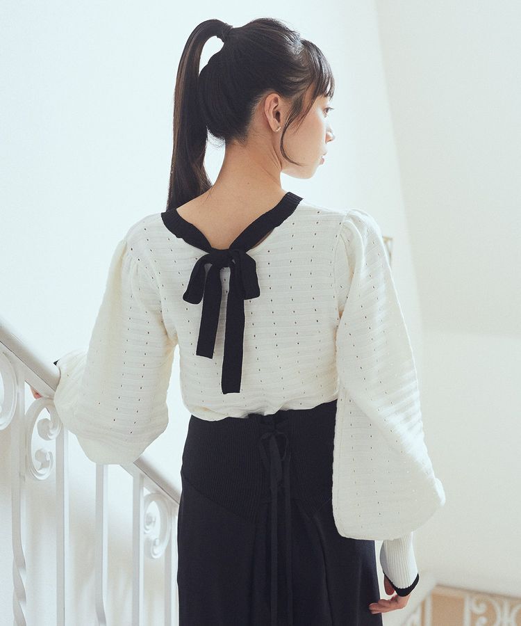 earth music&ecology「配色バックリボンプルオーバー」|ニット・セーター|