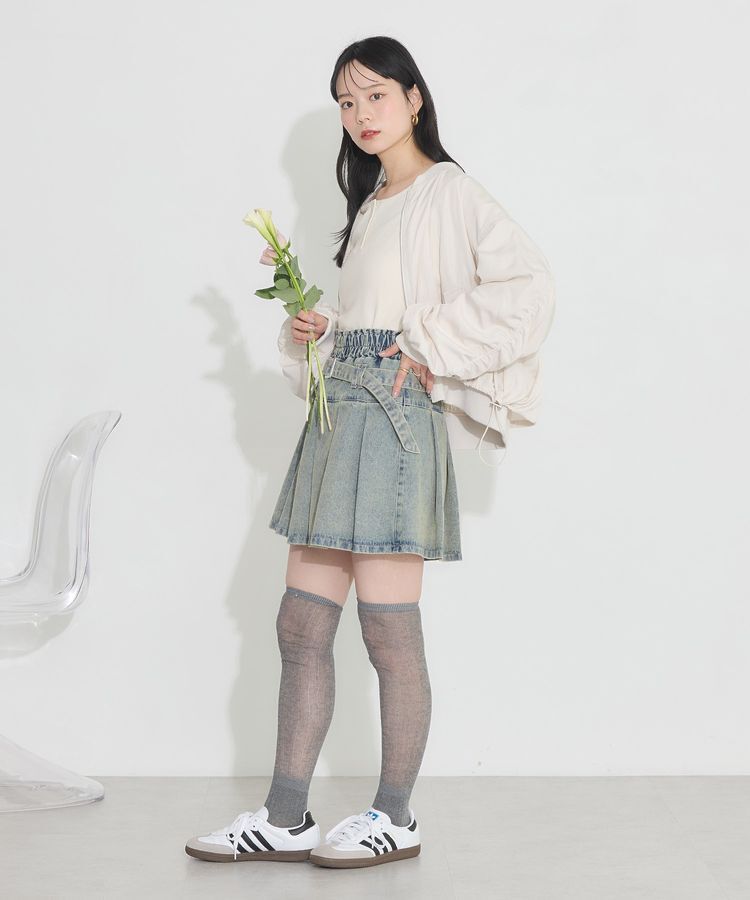 earth music&ecology「デニムプリーツスカパン」|スカート|