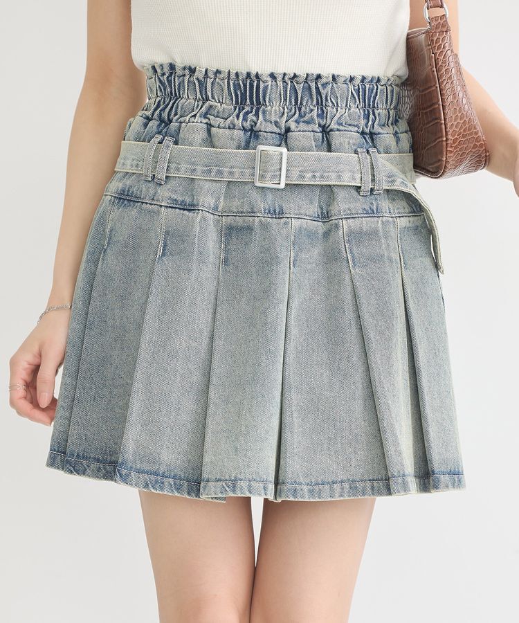 earth music&ecology「デニムプリーツスカパン」|スカート|