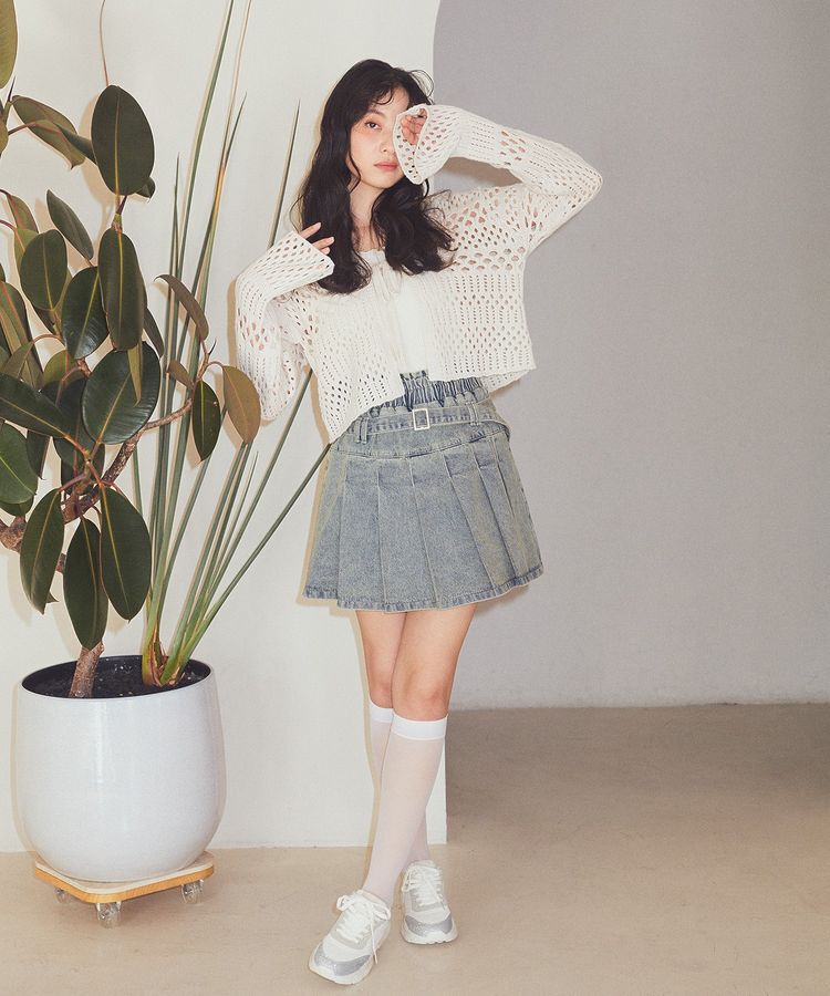 earth music&ecology「デニムプリーツスカパン」|スカート|