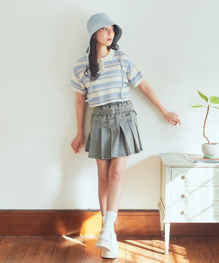 earth music&ecology「デニムプリーツスカパン」|スカート|