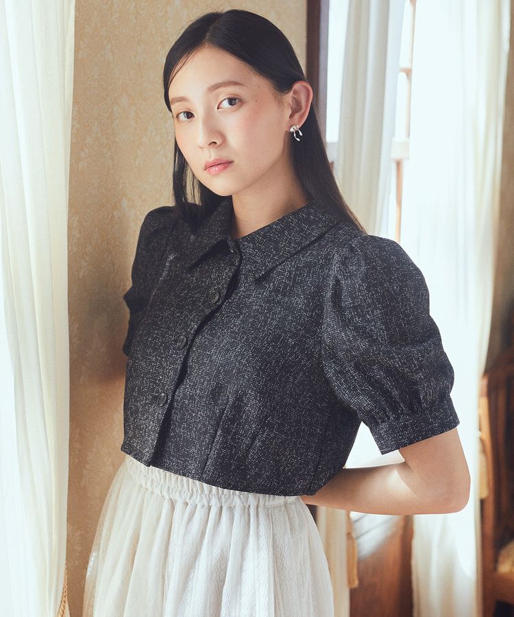 earth music&ecology「サマーツイードシャツジャケット」|シャツ・ブラウス|Black