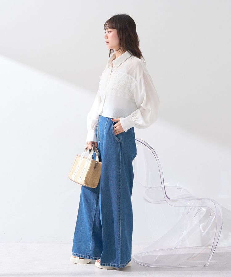 earth music&ecology「フロントチュールフリルクロップドシャツ」|シャツ・ブラウス|