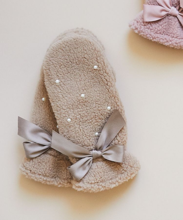 Maison de FLEUR「リボンボアミトン」|その他|ライトブラウン