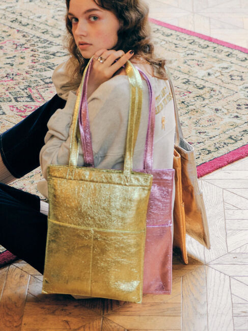  「メタリックポケット付サブトートバッグ」|ハンドバッグ|