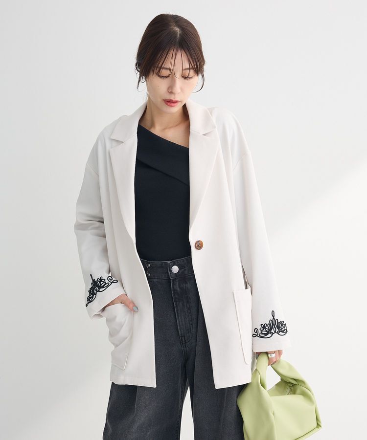 Green Parks「・ELENCARE DUE 袖コード刺繍ジャケット」|テーラードジャケット|