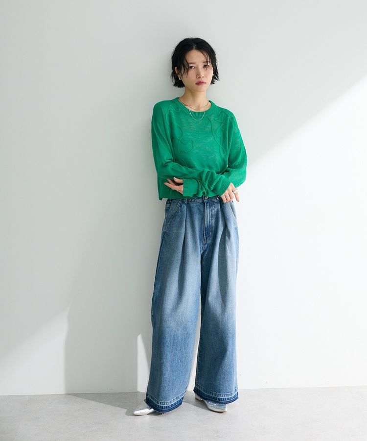 Green Parks「・ANDSEARCH コード刺繍シアーニット」|ニット・セーター|