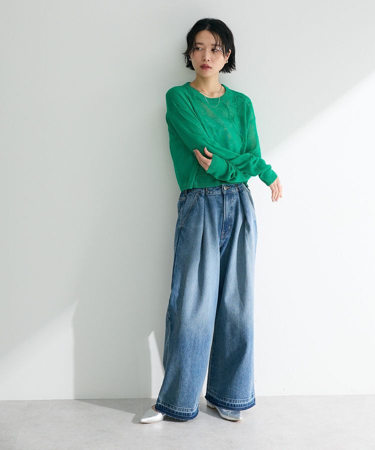 Green Parks「・ANDSEARCH コード刺繍シアーニット」|ニット・セーター|