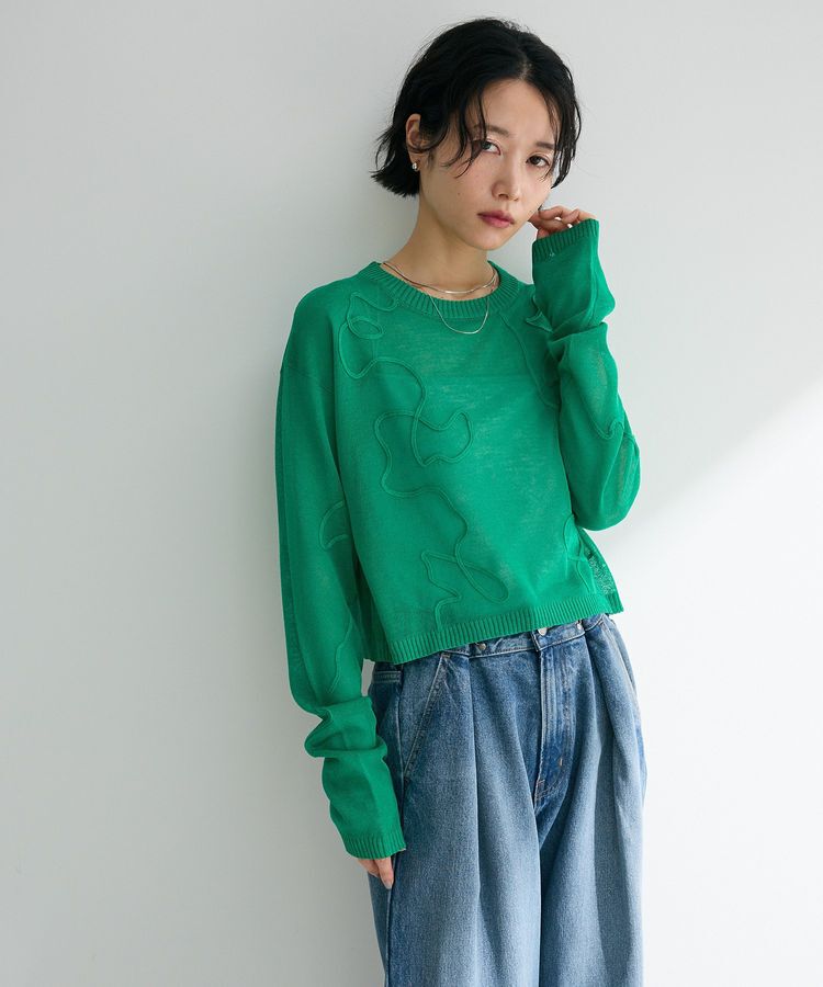 Green Parks「・ANDSEARCH コード刺繍シアーニット」|ニット・セーター|