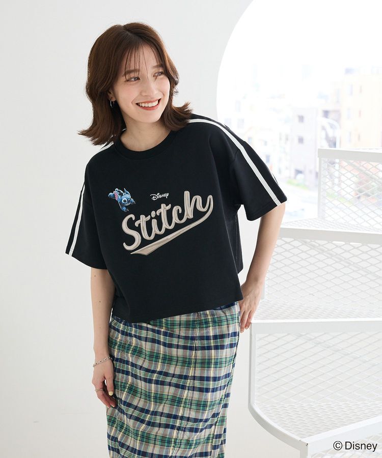 Green Parks「スティッチ/メタルプリントクロップドミニ裏毛プルオーバー」|Tシャツ・カットソー|Black