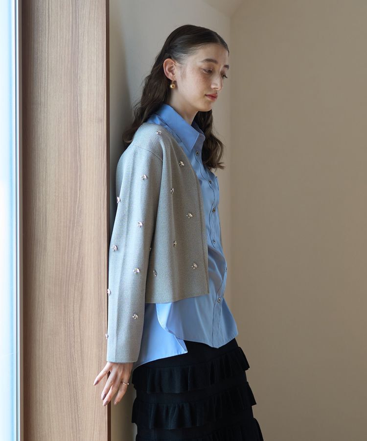 YECCA VECCA「ビジューZIPニットジャケット」|カーディガン|