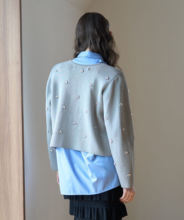 YECCA VECCA「ビジューZIPニットジャケット」|カーディガン|