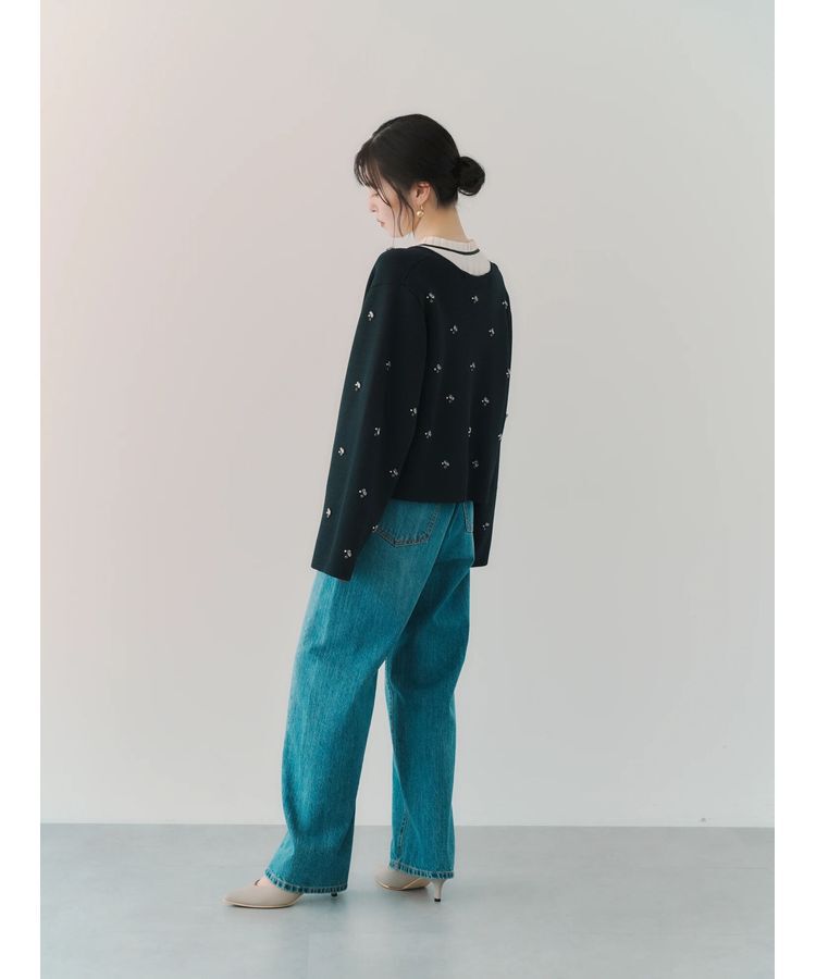 YECCA VECCA「ビジューZIPニットジャケット」|カーディガン|