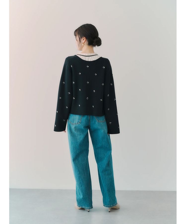 YECCA VECCA「ビジューZIPニットジャケット」|カーディガン|