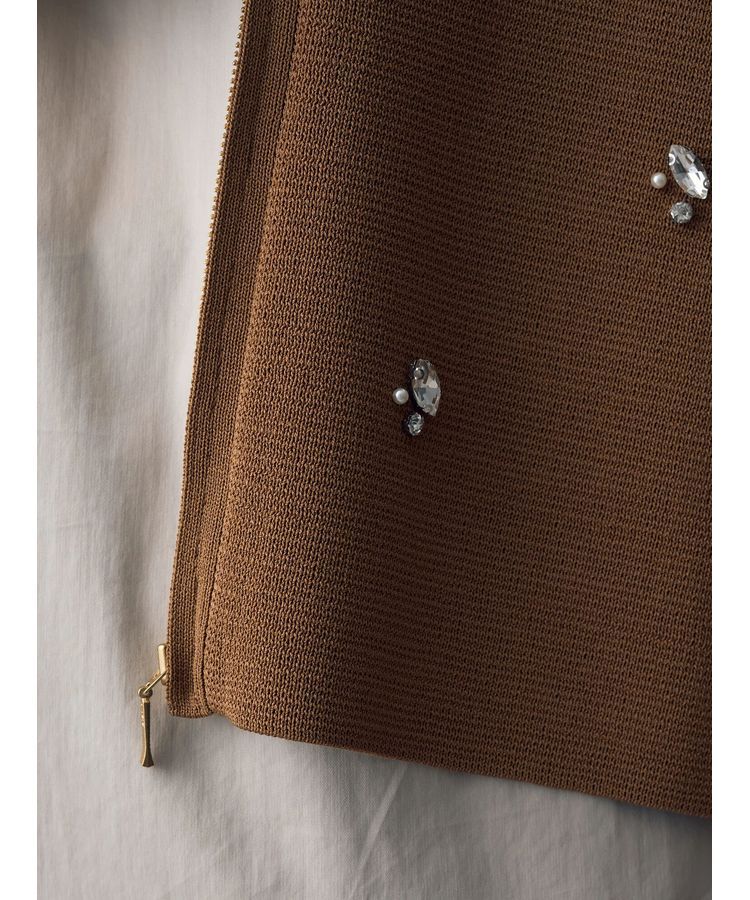 YECCA VECCA「ビジューZIPニットジャケット」|カーディガン|