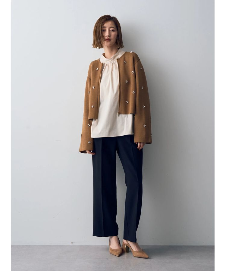 YECCA VECCA「ビジューZIPニットジャケット」|カーディガン|