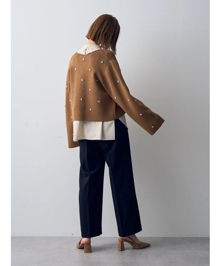 YECCA VECCA「ビジューZIPニットジャケット」|カーディガン|