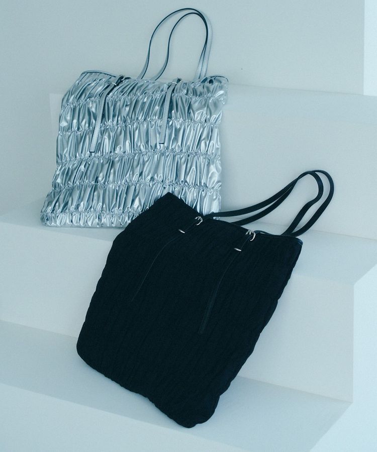 YECCA VECCA「シャーリングトートバッグ」|トートバッグ|Black