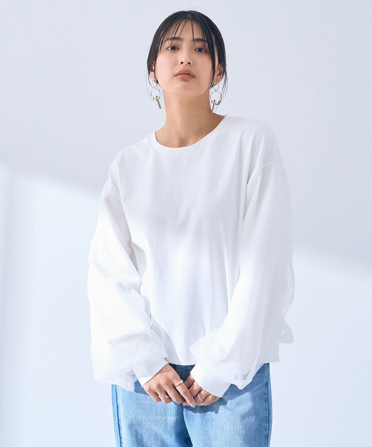 YECCA VECCA「チュールMIXプルオーバー」|Tシャツ・カットソー|Off White