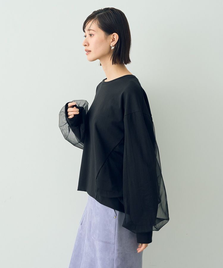 YECCA VECCA「チュールMIXプルオーバー」|Tシャツ・カットソー|