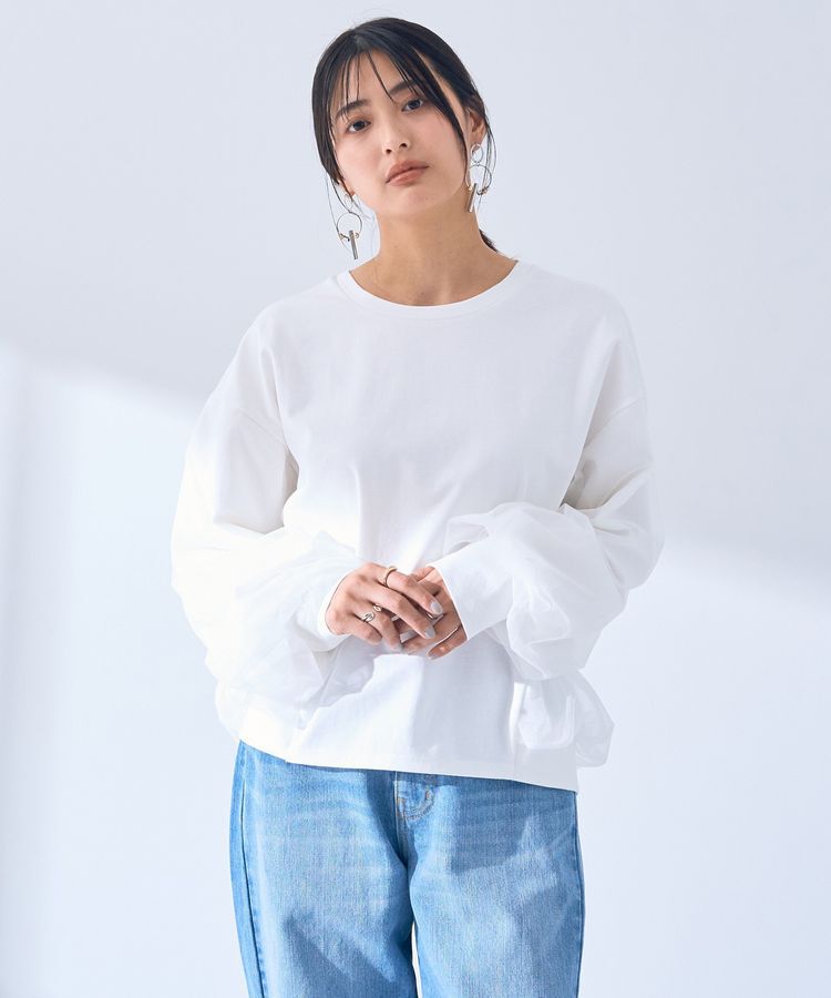 YECCA VECCA「チュールMIXプルオーバー」|Tシャツ・カットソー|