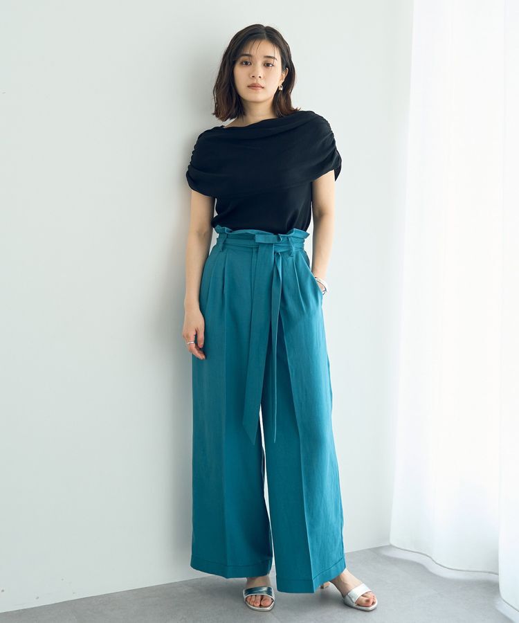 YECCA VECCA「ベルテッドリネン混ワイドパンツ」|その他|