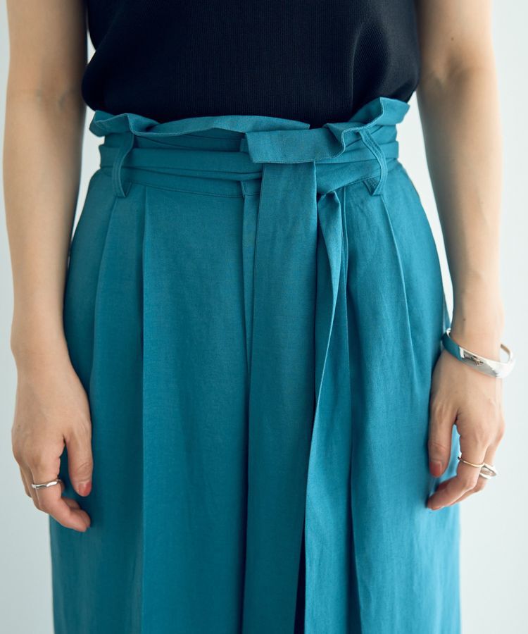 YECCA VECCA「ベルテッドリネン混ワイドパンツ」|その他|