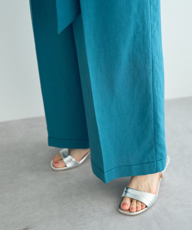 YECCA VECCA「ベルテッドリネン混ワイドパンツ」|その他|