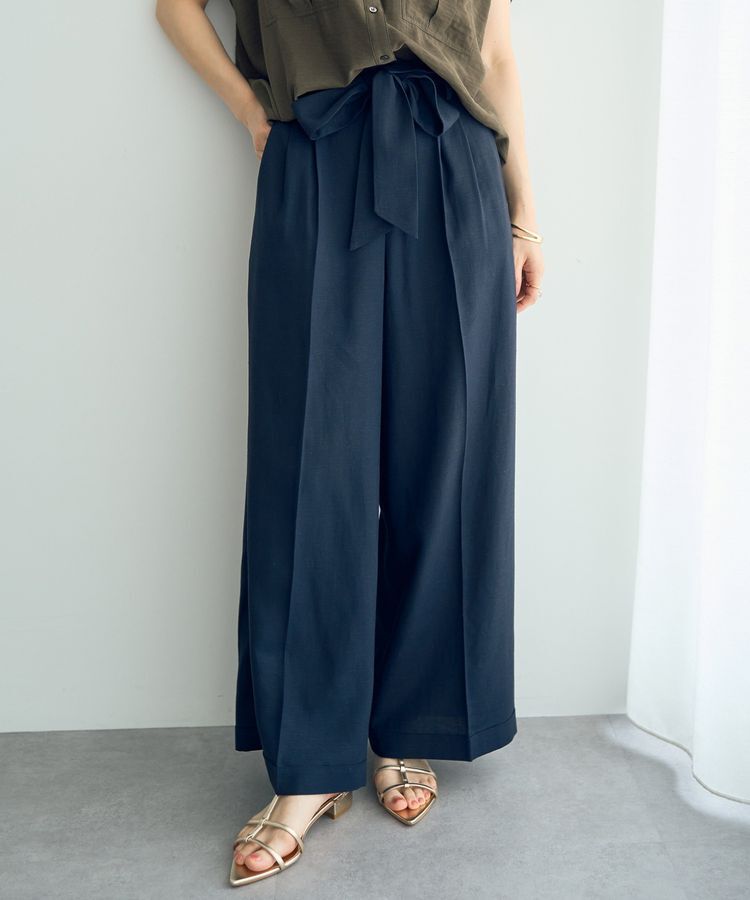 YECCA VECCA「ベルテッドリネン混ワイドパンツ」|その他|