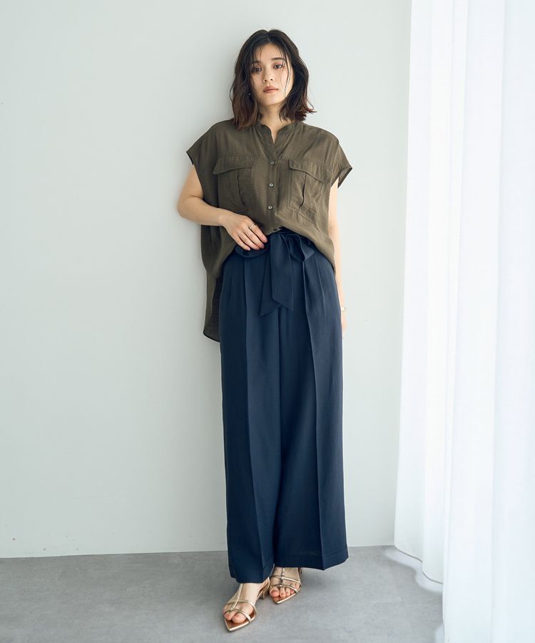 YECCA VECCA「ベルテッドリネン混ワイドパンツ」|その他|