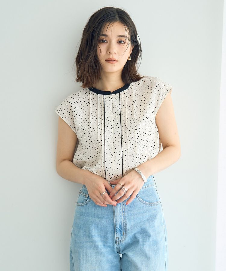 YECCA VECCA「配色タックデザインブラウス」|シャツ・ブラウス|