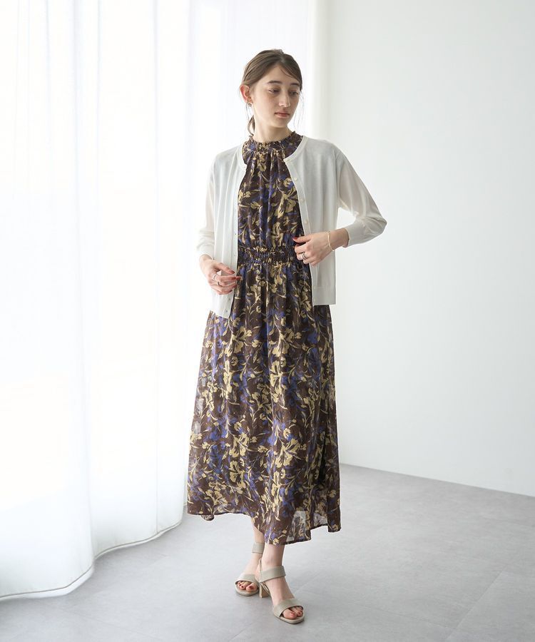 YECCA VECCA「シアージャガードフラワー柄ワンピース」|ワンピース|