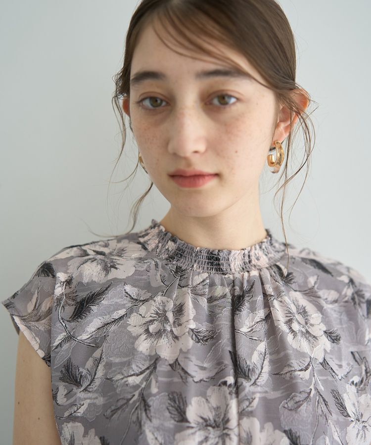 YECCA VECCA「シアージャガードフラワー柄ワンピース」|ワンピース|