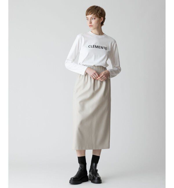 allureville「ウエストタックフェイクレザースカート」|タイト|